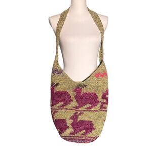 Hand Made Crochet Boho Hippie Zipper Crossbody Bag Purse Animals